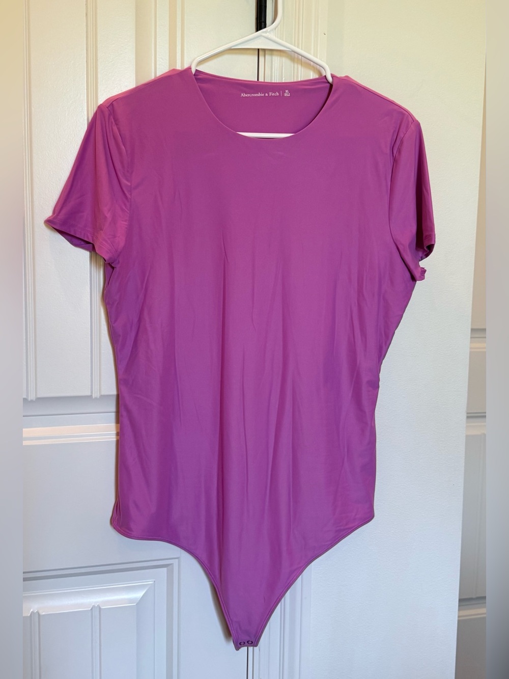 Abercrombie & Fitch Women's Fuchsia Short Sleeve Crewneck Bodysuit